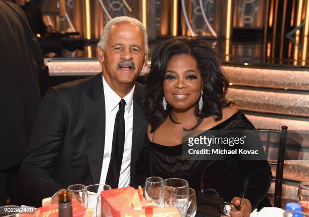 Stedman Graham and Oprah Winfrey celebrate The 75th Annual Golden Globe Awards with Moet & Chandon at The Beverly Hilton Hotel on January 7, 2018 in...