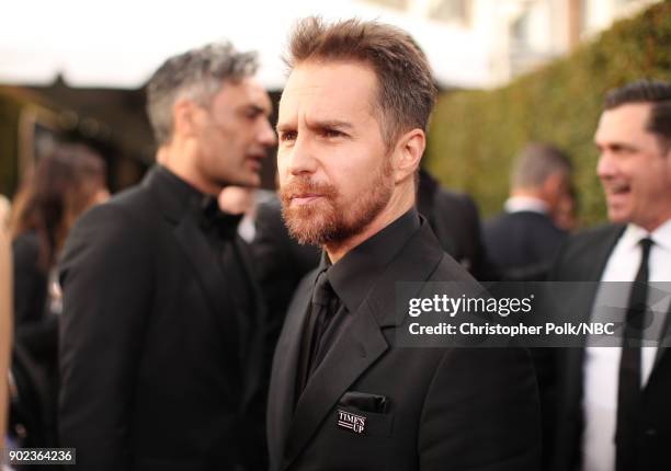 75th ANNUAL GOLDEN GLOBE AWARDS -- Pictured: Actor Sam Rockwell arrives to the 75th Annual Golden Globe Awards held at the Beverly Hilton Hotel on...