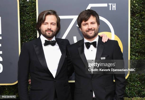 75th ANNUAL GOLDEN GLOBE AWARDS -- Pictured: Direcots Ross Duffer and Matt Duffer arrive to the 75th Annual Golden Globe Awards held at the Beverly...