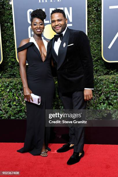 Actor Anthony Anderson and Alvina Stewart attend The 75th Annual Golden Globe Awards at The Beverly Hilton Hotel on January 7, 2018 in Beverly Hills,...