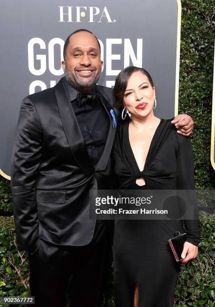 Writer Kenya Barris and Dr. Rainbow Edwards-Barris attend The 75th Annual Golden Globe Awards at The Beverly Hilton Hotel on January 7, 2018 in...