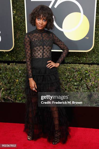 Personality Zuri Hall attends The 75th Annual Golden Globe Awards at The Beverly Hilton Hotel on January 7, 2018 in Beverly Hills, California.