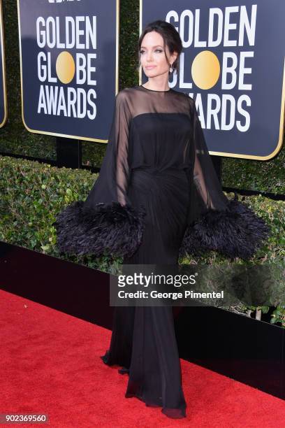 Actor Angelina Jolie attends The 75th Annual Golden Globe Awards at The Beverly Hilton Hotel on January 7, 2018 in Beverly Hills, California.