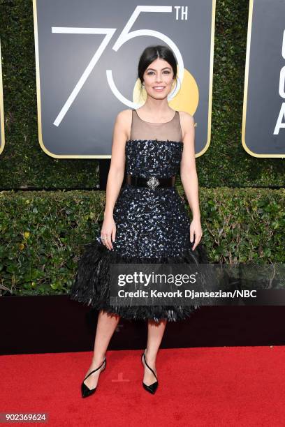 75th ANNUAL GOLDEN GLOBE AWARDS -- Pictured: Actor Alessandra Mastronardi arrives to the 75th Annual Golden Globe Awards held at the Beverly Hilton...