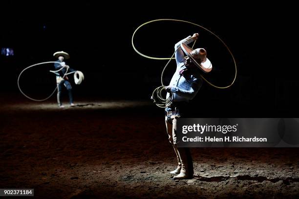 Charro Rodeo Ropes Denver Coliseum Performance Photos and Premium High Res Pictures ...