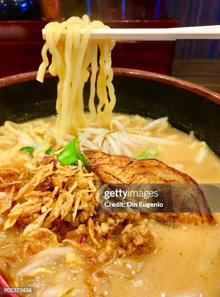 hokkaido miso ramen / japanese food - miso ramen stock pictures, royalty-free photos & images