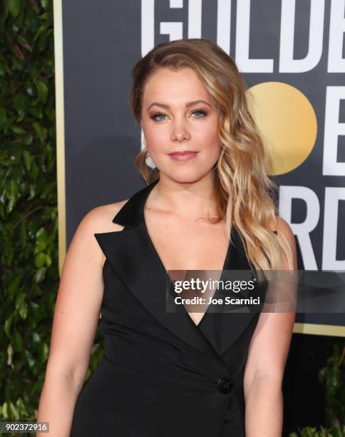 Personality Poppy Jamie celebrates The 75th Annual Golden Globe Awards with Moet & Chandon at The Beverly Hilton Hotel on January 7, 2018 in Beverly...