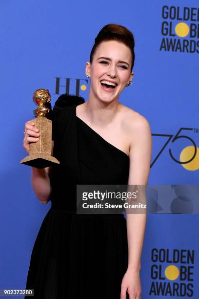 Actor Rachel Brosnahan, winner of the award for Best Performance by an Actress in a Television Series for 'The Marvelous Mrs. Maisel,' attends The...