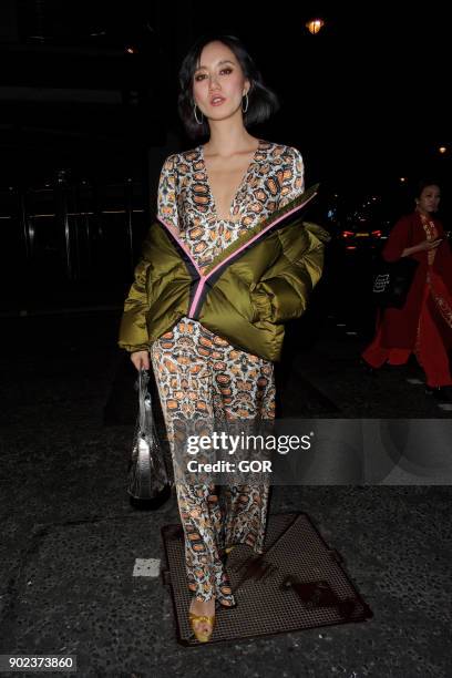 Betty Bachz attends the TopMan party at Mortimer House during London Fashion Week Men's January 2018 on January 7, 2018 in London, England.