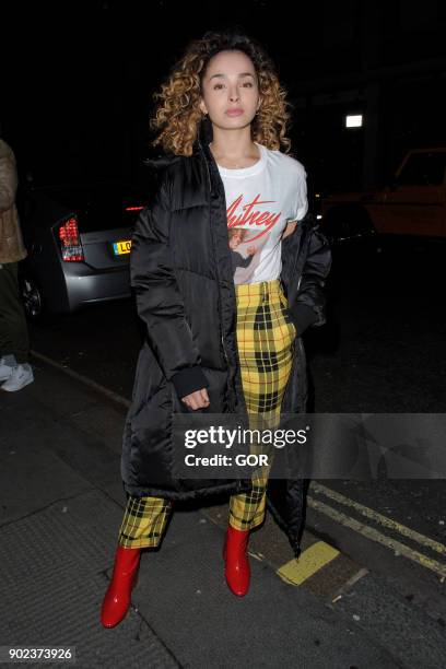 Ella Eyre attends the TopMan party at Mortimer House during London Fashion Week Men's January 2018 on January 7, 2018 in London, England.