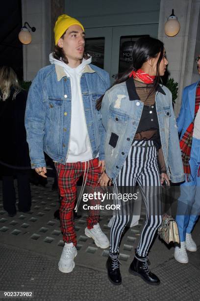 Hector Bellerin and Shree Patel attend the TopMan party at Mortimer House during London Fashion Week Men's January 2018 on January 7, 2018 in London,...