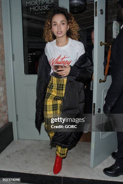 Ella Eyre attends the Topman party at Mortimer House during London Fashion Week Men's January 2018 on January 7, 2018 in London, England.