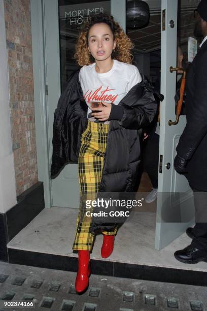 Ella Eyre attends the Topman party at Mortimer House during London Fashion Week Men's January 2018 on January 7, 2018 in London, England.