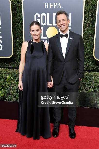 Alexi Ashe and Golden Globe Awards host, Seth Meyers attend The 75th Annual Golden Globe Awards at The Beverly Hilton Hotel on January 7, 2018 in...