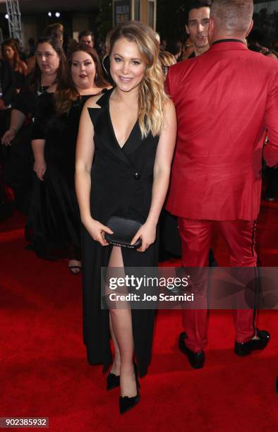 Personality Poppy Jamie celebrates The 75th Annual Golden Globe Awards with Moet & Chandon at The Beverly Hilton Hotel on January 7, 2018 in Beverly...