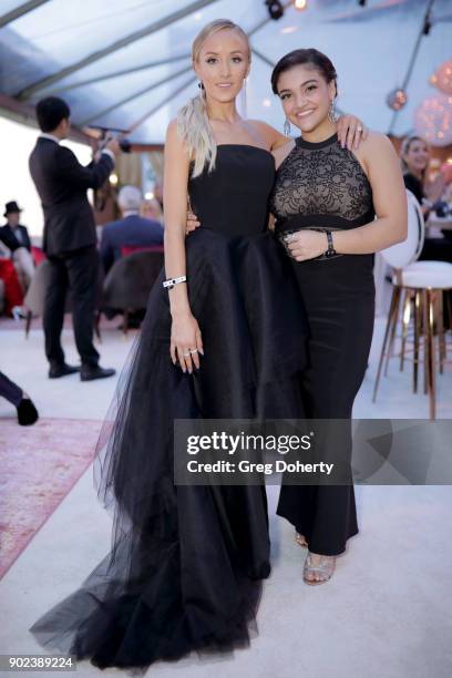 Gymnasts Nastia Liukin and Laurie Hernandez attend the Official Viewing and After Party of The Golden Globe Awards bosted by The Hollywood Foreign...