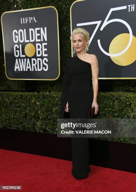 Gillian Anderson arrives for the 75th Golden Globe Awards on January 7 in Beverly Hills, California. / AFP PHOTO / VALERIE MACON