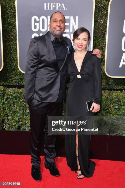 Writer/Producer Kenya Barris and Dr. Rainbow Edwards-Barris attend The 75th Annual Golden Globe Awards at The Beverly Hilton Hotel on January 7, 2018...