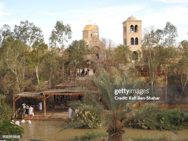 baptism in the jordan river - dopdräkt bildbanksfoton och bilder