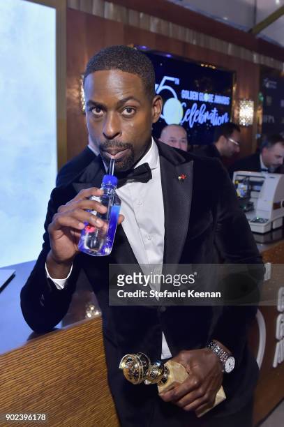 Actor Sterling K. Brown attends FIJI Water at HFPAs Official Viewing and After-Party at the Wilshire Garden inside The Beverly Hilton on January 7,...