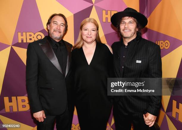 Producers Gregg Fienberg, Bruna Papandrea and Nathan Ross attend HBO's Official Golden Globe Awards After Party at Circa 55 Restaurant on January 7,...