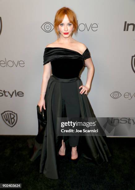 Actor Christina Hendricks attends the 2018 InStyle and Warner Bros. 75th Annual Golden Globe Awards Post-Party at The Beverly Hilton Hotel on January...