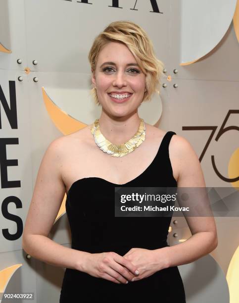 Director/actress Greta Gerwig celebrates The 75th Annual Golden Globe Awards with Moet & Chandon at The Beverly Hilton Hotel on January 7, 2018 in...