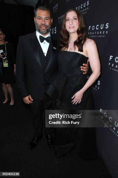 Jordan Peele and Chelsea Peretti attend Focus Features Golden Globe Awards After Party on January 7, 2018 in Beverly Hills, California.