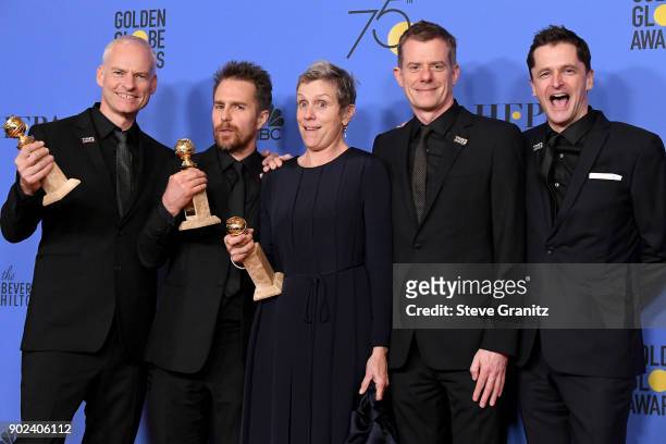 Filmmaker Martin McDonagh, winner of the award for Best Screenplay , actor Sam Rockwell, winner of the award for Best Performance by an Actor in a...