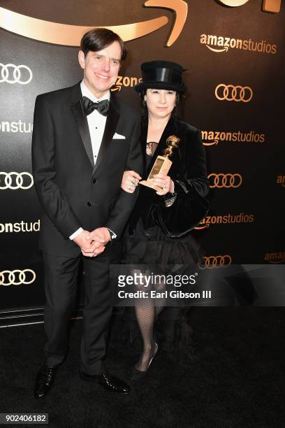 Writer/producers Daniel Palladino and Amy Sherman-Palladino attend Amazon Studios' Golden Globes Celebration at The Beverly Hilton Hotel on January...