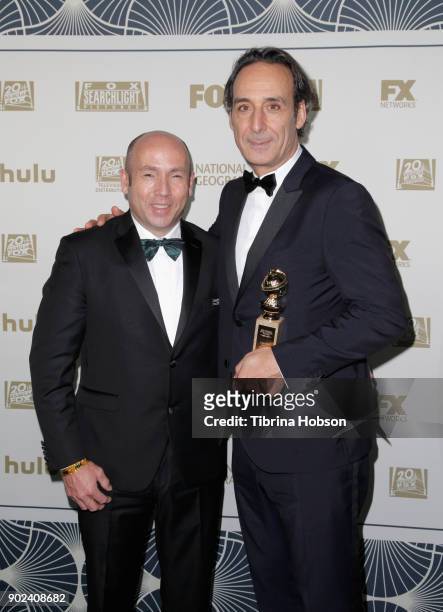 Producer J. Miles Dale and composer Alexandre Desplat, winner of Best Original Score for 'The Shape of Water,' attend FOX, FX and Hulu 2018 Golden...