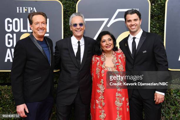 75th ANNUAL GOLDEN GLOBE AWARDS -- Pictured: Producer Barry Adelman, executive producer Allen Shapiro, HFPA President Meher Tatna and producer...