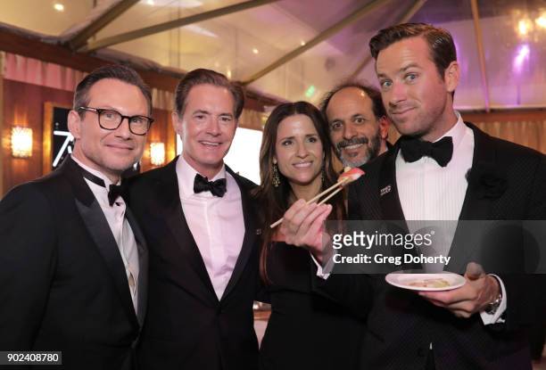 Christian Slater, Kyle MacLachlan, Desiree Gruber, Luca Guadagnino and Armie Hammer attend the Official Viewing and After Party of The Golden Globe...