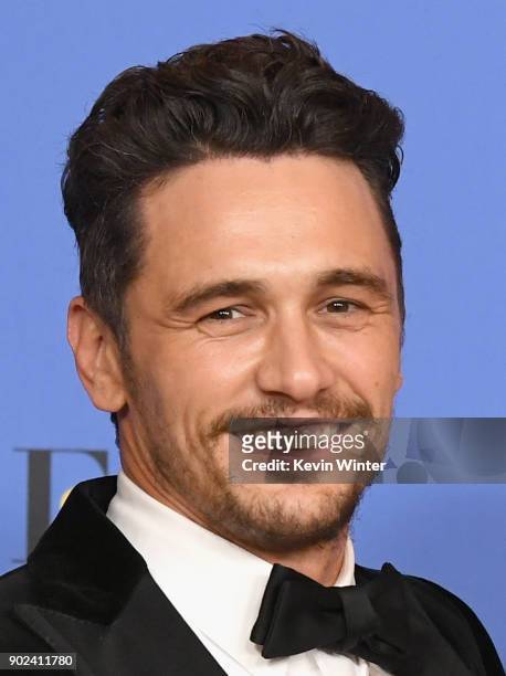 Actor James Franco winner for Best Performance by an Actor in a Motion Picture Musical or Comedy in 'The Disaster Artist' in the press room during...