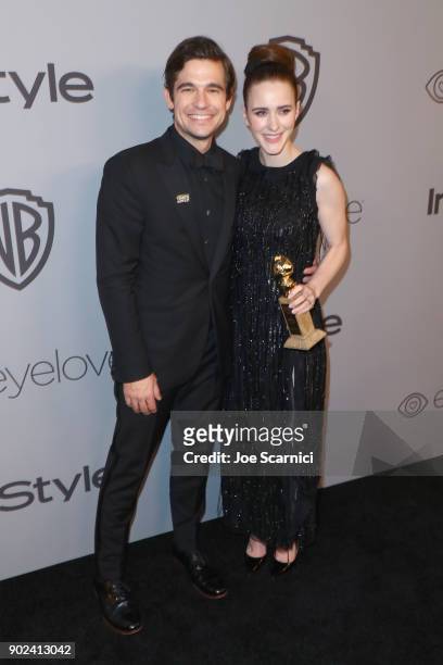 Actors Jason Ralph and Rachel Brosnahan attend the 2018 InStyle and Warner Bros. 75th Annual Golden Globe Awards Post-Party at The Beverly Hilton...