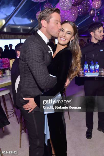 Actor Armie Hammer and Elizabeth Chambers attend FIJI Water at HFPAs Official Viewing and After-Party at the Wilshire Garden inside The Beverly...