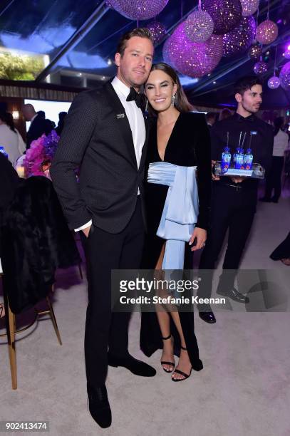 Actor Armie Hammer and Elizabeth Chambers attend FIJI Water at HFPAs Official Viewing and After-Party at the Wilshire Garden inside The Beverly...