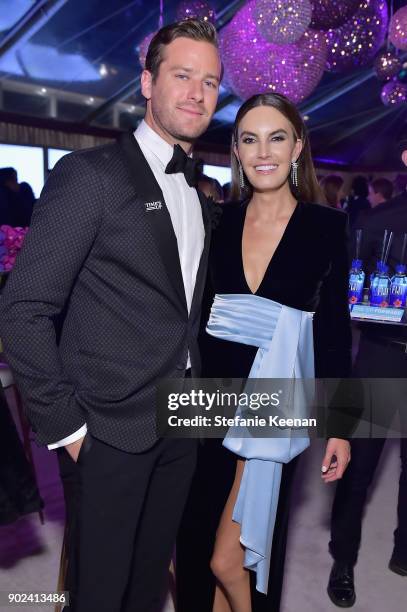 Actor Armie Hammer and Elizabeth Chambers attend FIJI Water at HFPAs Official Viewing and After-Party at the Wilshire Garden inside The Beverly...