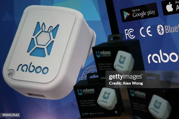 Raboo smart chargers are displayed during a press event for CES 2018 at the Mandalay Bay Convention Center on January 7, 2018 in Las Vegas, Nevada....