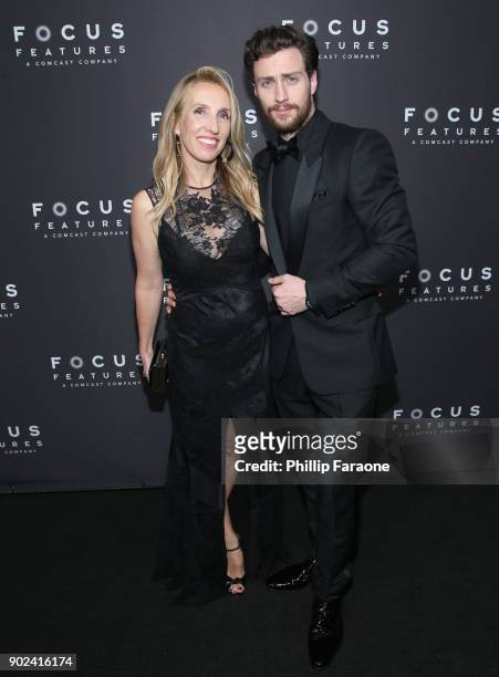 Filmmaker Sam Taylor-Johnson and actor Aaron Taylor-Johnson attend Focus Features Golden Globe Awards After Party on January 7, 2018 in Beverly...