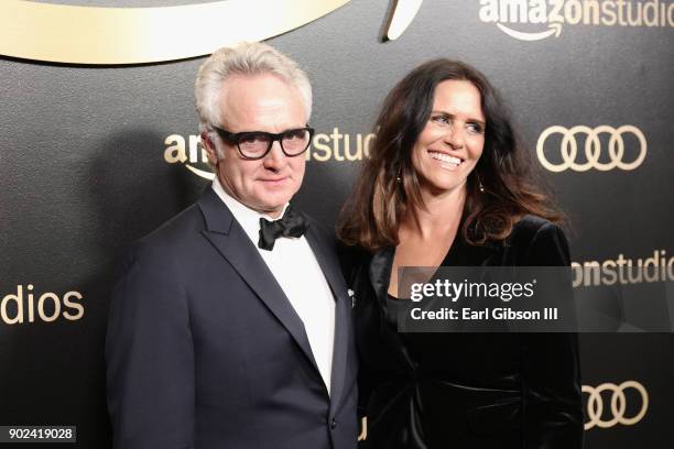 Actors Bradley Whitford and Amy Landecker attend Amazon Studios' Golden Globes Celebration at The Beverly Hilton Hotel on January 7, 2018 in Beverly...