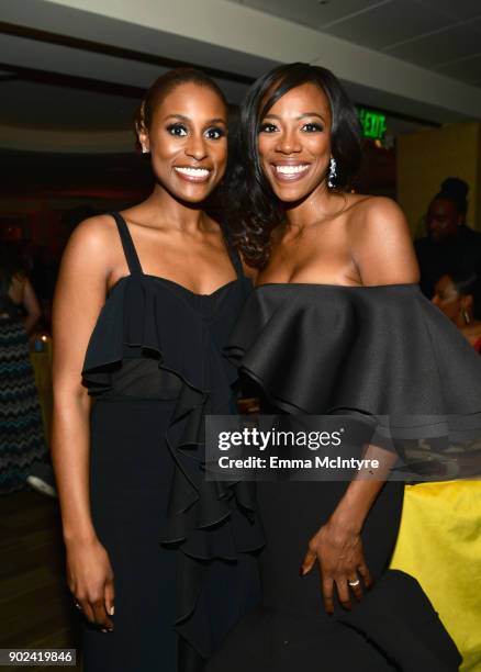 Actor/Producer Issa Rae and actor Yvonne Orji attend HBO's Official Golden Globe Awards After Party at Circa 55 Restaurant on January 7, 2018 in Los...