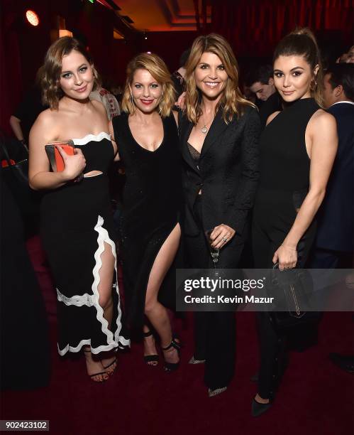 Natasha Bure, Candice Cameron-Bure, Lori Loughlin and Isabella Giannulli attend the Netflix Golden Globes after party at Waldorf Astoria Beverly...