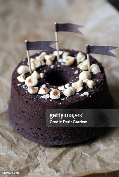 chocolate and hazelnut cake - cake flag stock pictures, royalty-free photos & images
