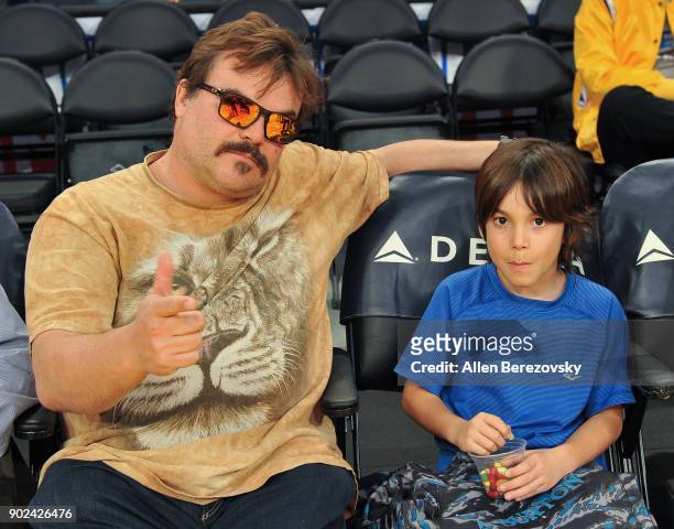 Actor Jack Black and son Tomas Black attend a basketball game between  News Photo - Getty Images