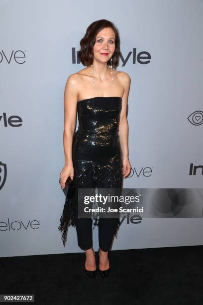 Actor Maggie Gyllenhaa lattends the 2018 InStyle and Warner Bros. 75th Annual Golden Globe Awards Post-Party at The Beverly Hilton Hotel on January...