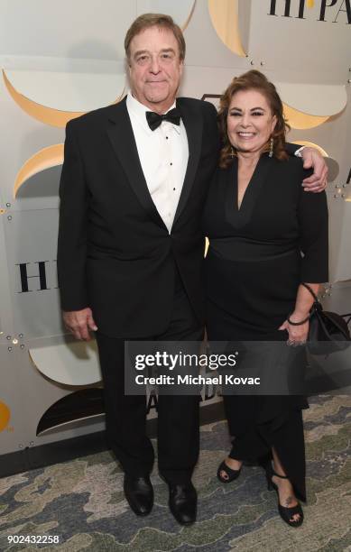 Actors John Goodman and Roseanne Barr celebrate The 75th Annual Golden Globe Awards with Moet & Chandon at The Beverly Hilton Hotel on January 7,...