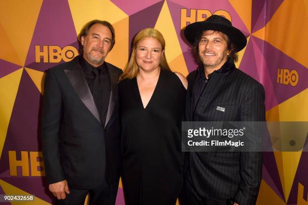 Producers Gregg Fienberg, Bruna Papandrea and Nathan Ross attend HBO's Official 2018 Golden Globe Awards After Party on January 7, 2018 in Los...