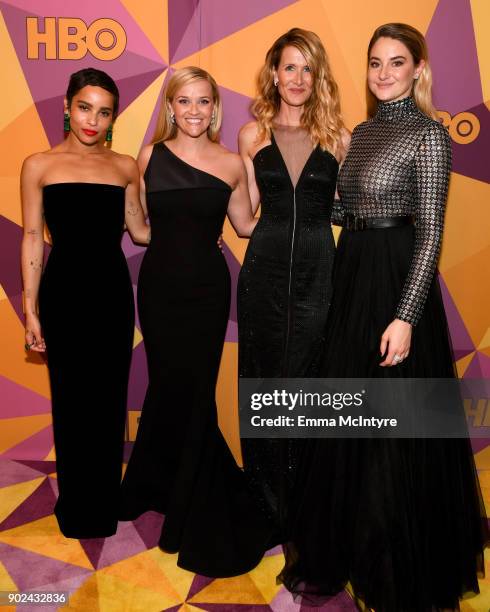 Zoe Kravitz, Reese Witherspoon, Laura Dern and Shailene Woodley attend HBO's Official Golden Globe Awards After Party at Circa 55 Restaurant on...