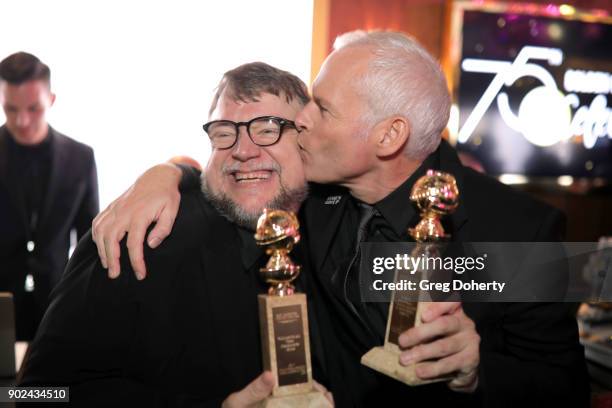 Filmmakers Guillermo del Toro , winner of the award for Best Director for 'The Shape of Water,' and Martin McDonagh, winner of the award for Best...